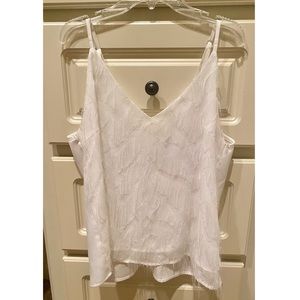 White Faux Feathery Silky Top